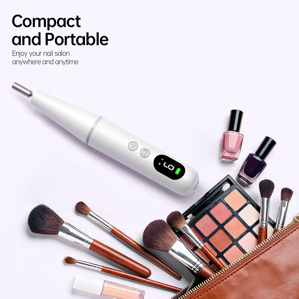 Cordless Electric Nail Drill Kit for Acrylic Gel & Dip Nails - Portable Manicure Tool