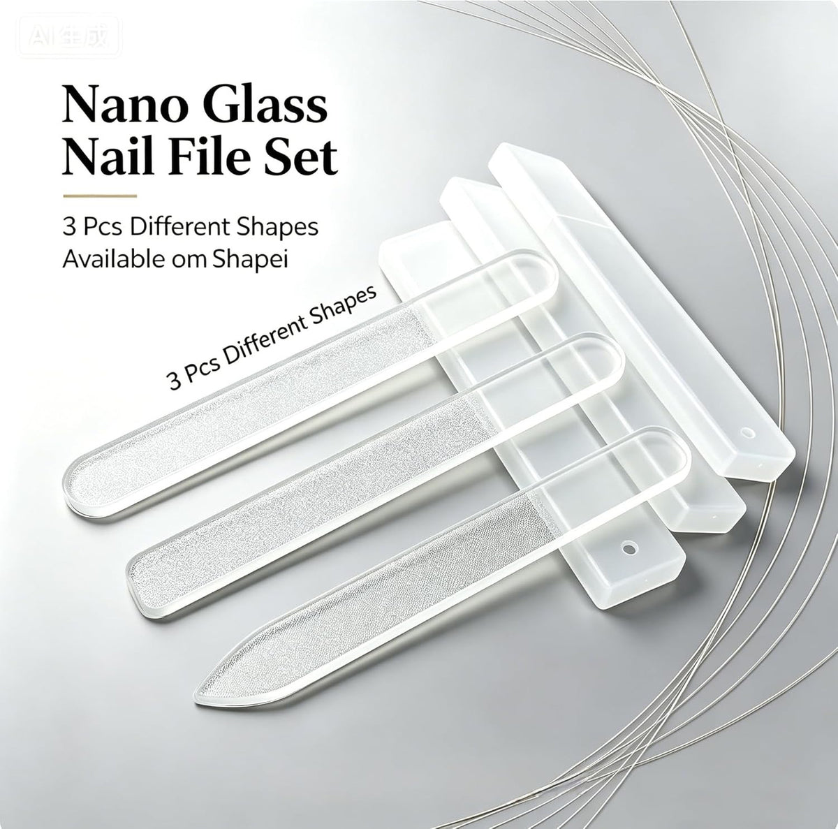 Nano Glass Nail File Set - 3 Shapes with Protective Cases - Manicure Tools
