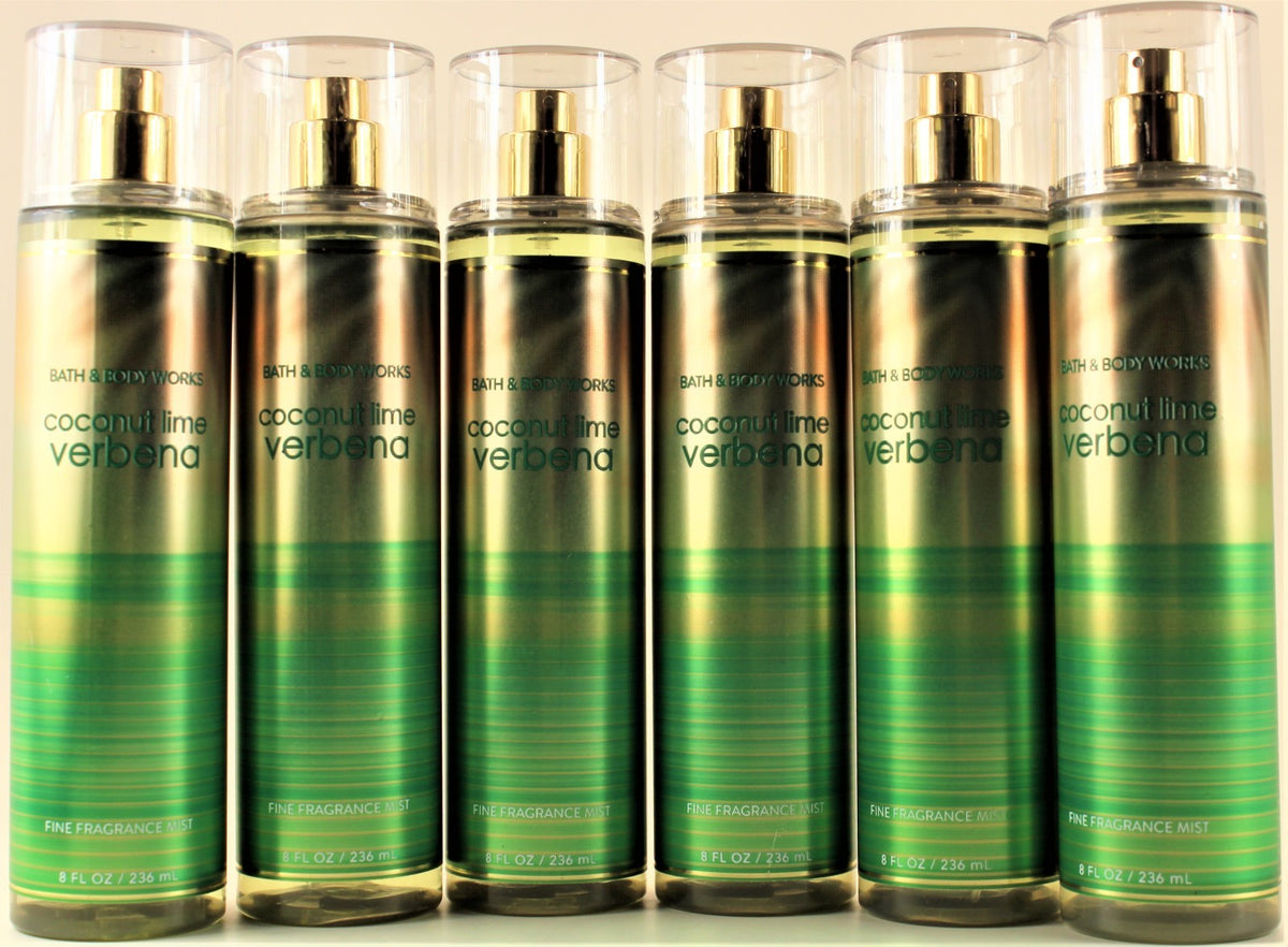 6 Pack Coconut Lime Verbena Body Mist Spray 8oz - Fresh Fragrance Set