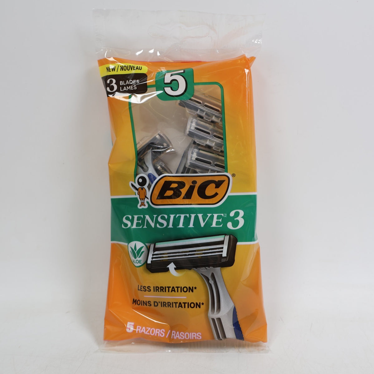 5 Pack Men’s Sensitive 3-Blade Disposable Razors - Pack of 25