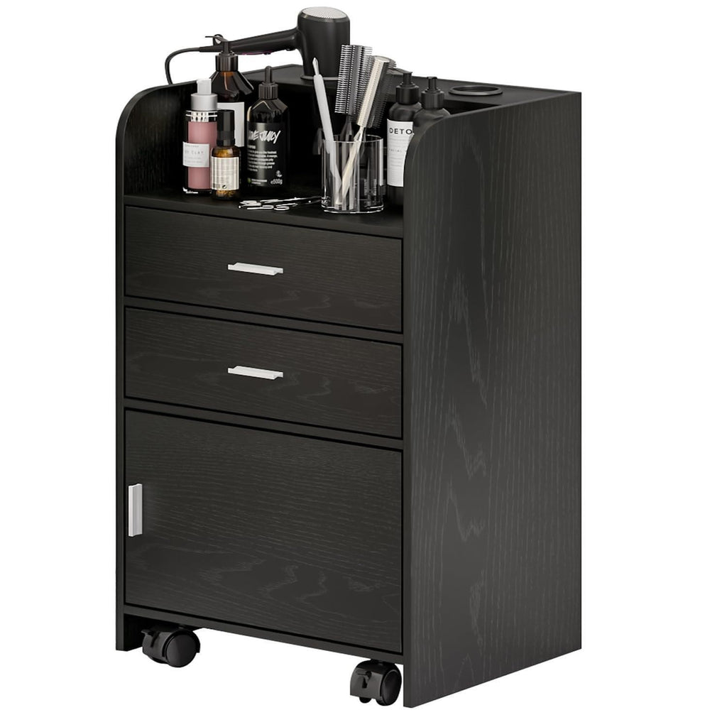 Rolling Hair Styling Station Barber Cabinet Salon Trolley with Storage