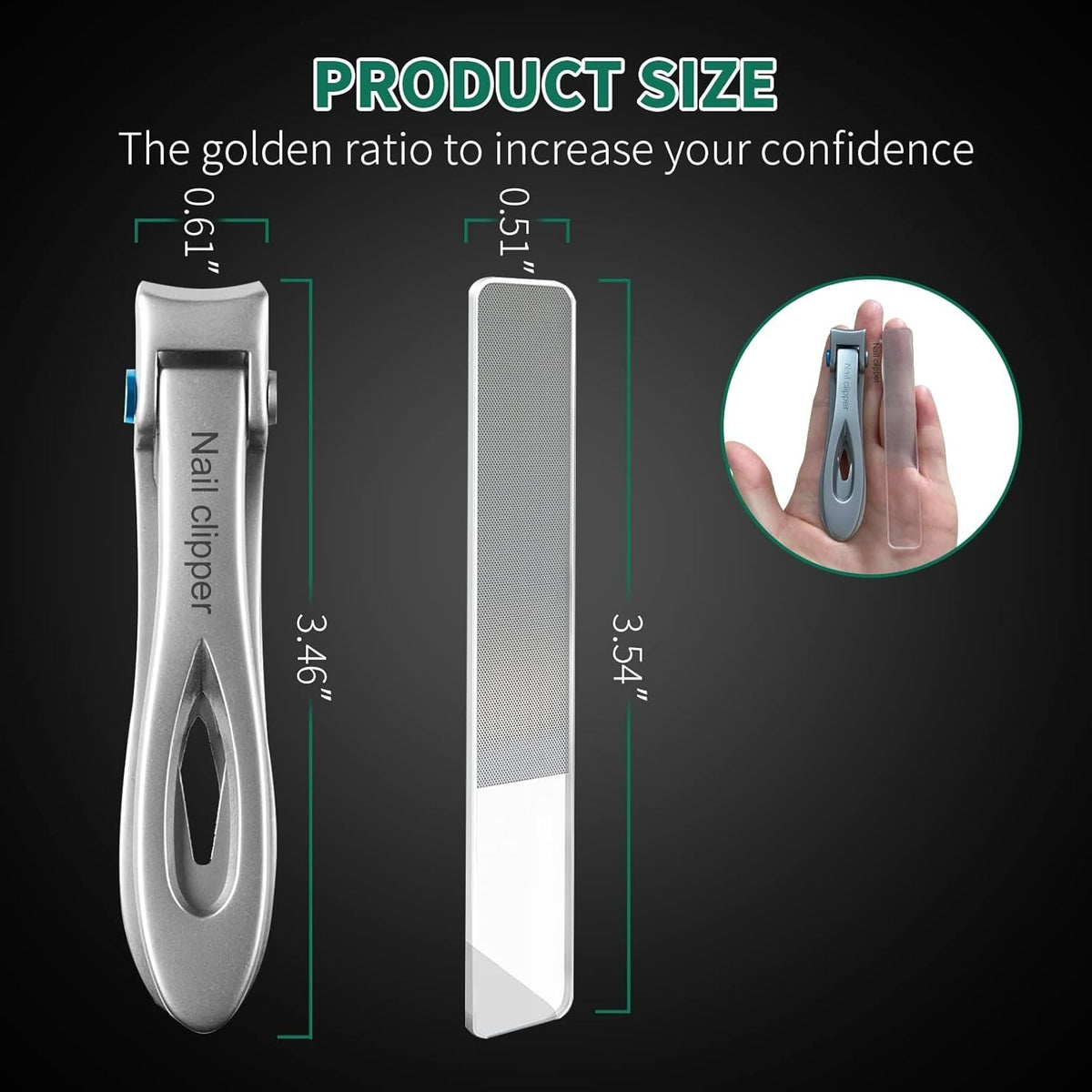 Ultra Wide Jaw Nail Clippers Set for Fingernail and Toenail Trimming