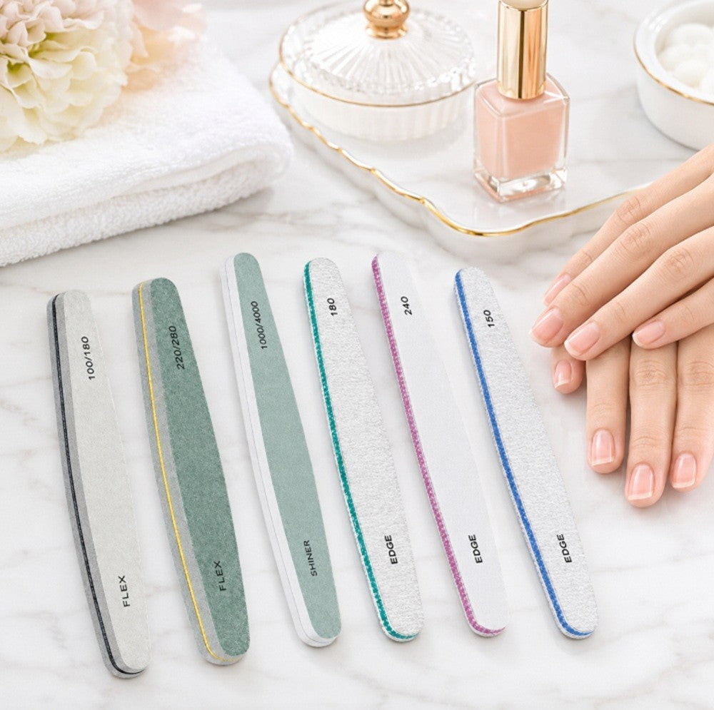 6 Pack Double-Sided Nail Files 100/180 Grit Emery Boards for Manicure & Pedicure