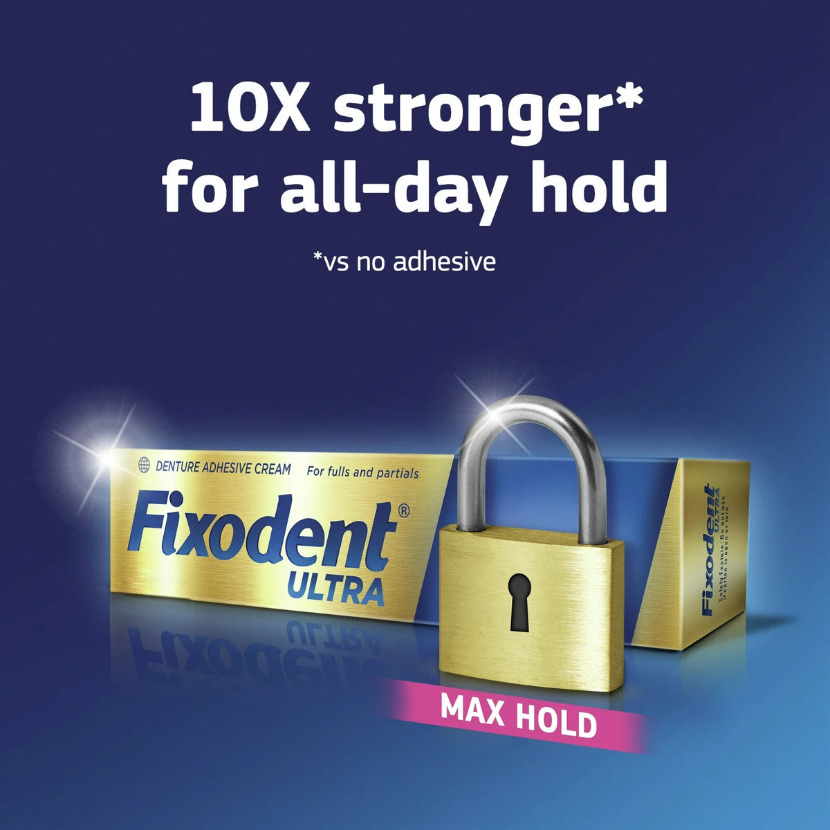Denture Adhesive Cream Max Hold 2.2 oz Strong All-Day Secure Fit