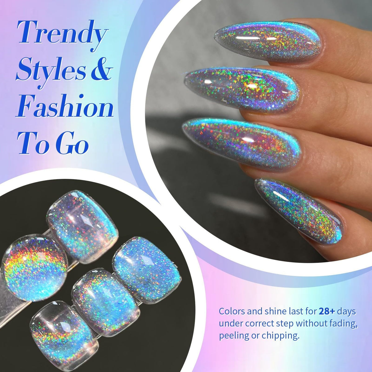 Magnetic Cat Eye Gel Nail Polish - Blue 0.5 Fl Oz, Long-Lasting & Holographic