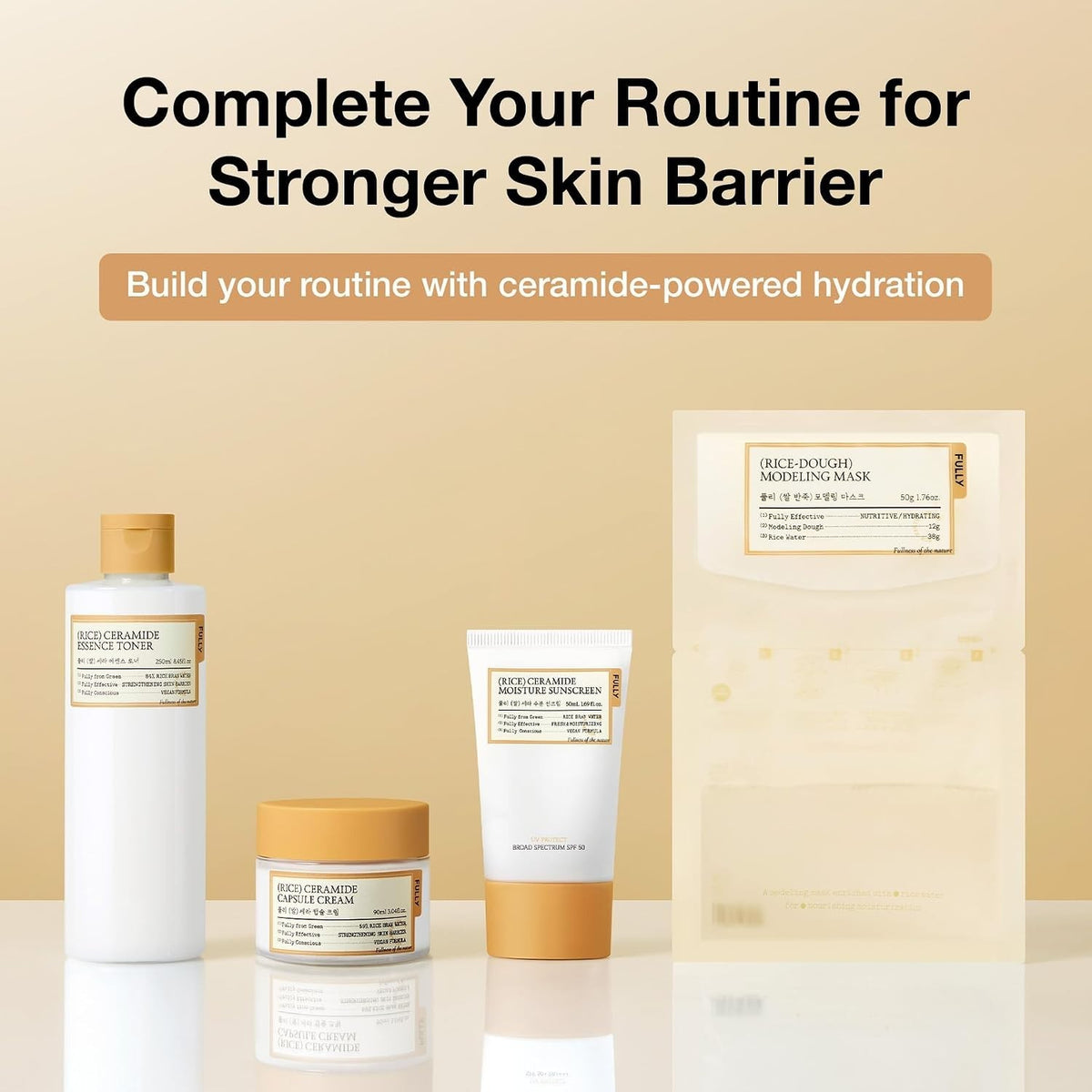 Korean SPF 50 Rice Ceramide Sunscreen for All Skin Types - Hydrating, No White Cast, Lightweight