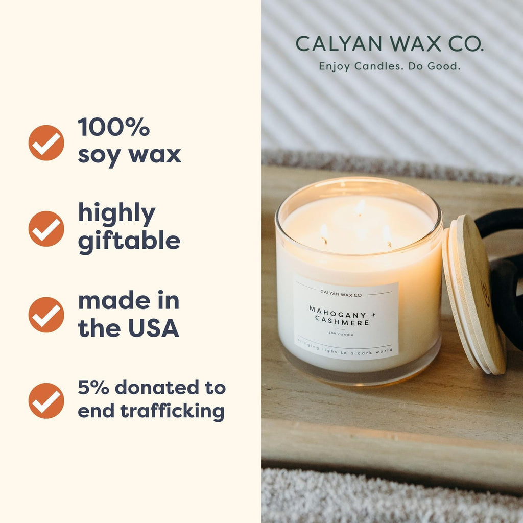 Lavender & Bergamot Scented Candle - 14.9 oz Soy Wax, 3 Wicks, Long-Lasting Fragrance