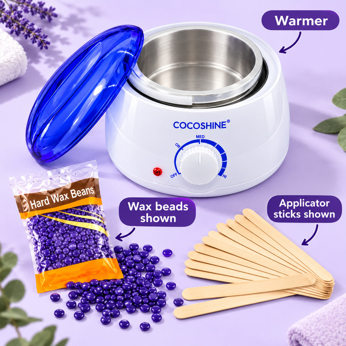 Electric Wax Warmer for Hair Removal with Removable Pot — Adjustable Heat Control