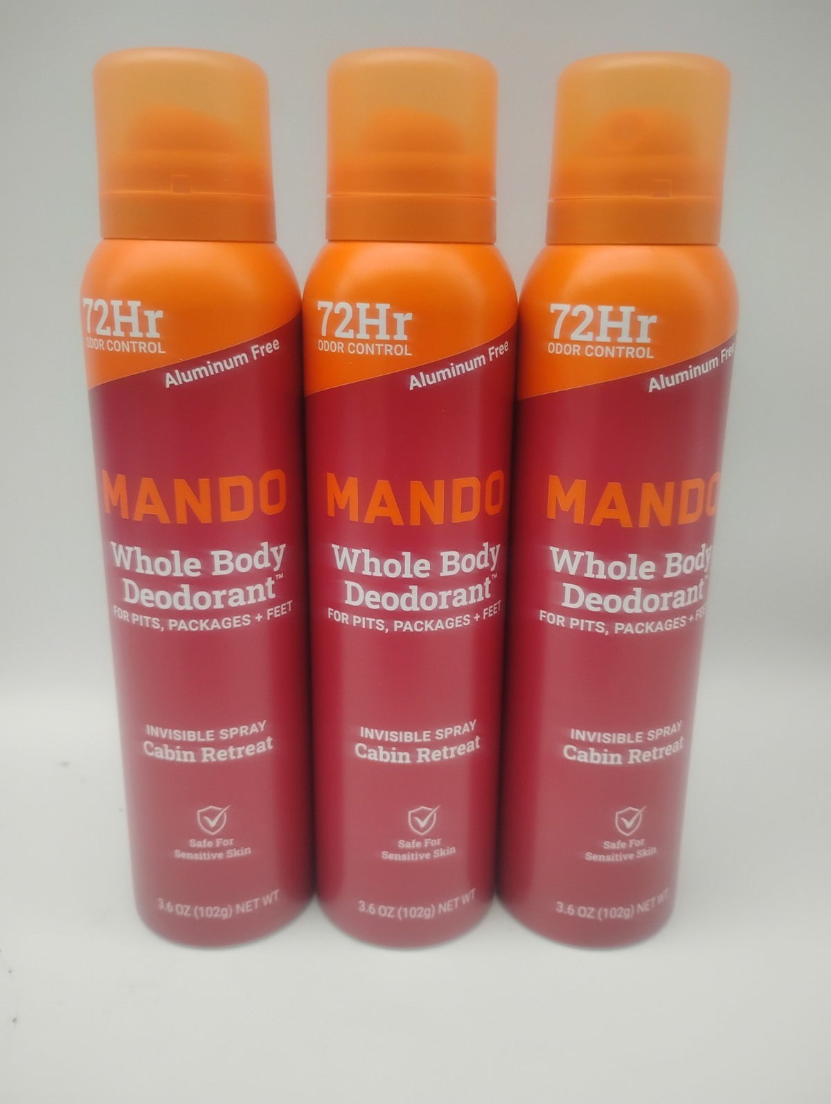 Mando Invisible Spray Deodorant - Cabin Retreat 3.6oz, 3 Cans