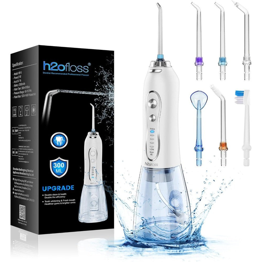 Portable Water Flosser Dental Water Jet with 5 Modes & 6 Tips - Oral Care