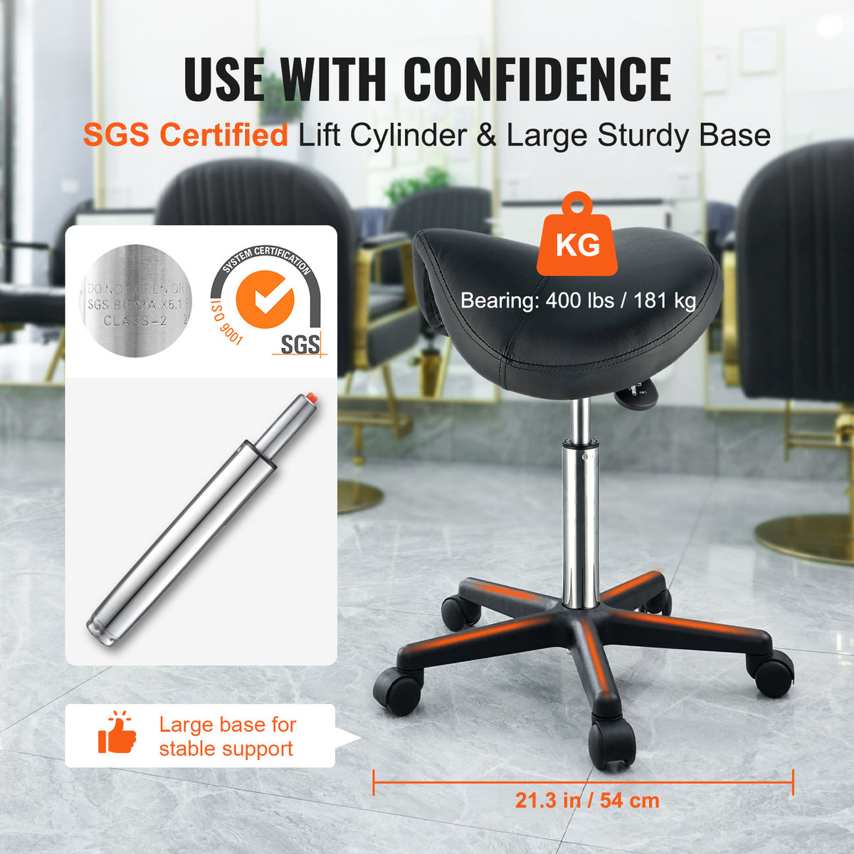 Ergonomic Saddle Stool with Wheels - Adjustable Height & PU Leather Seat