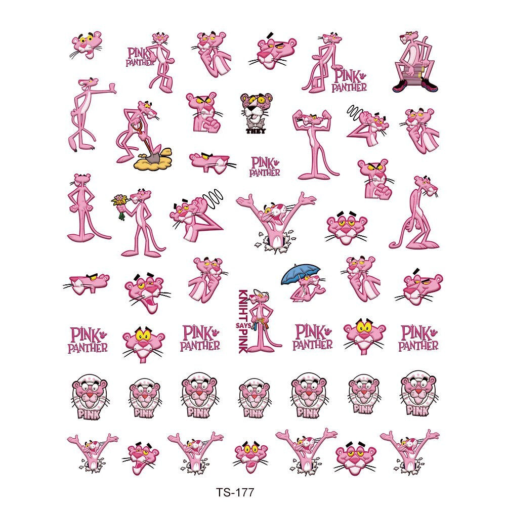 3D Nail Stickers Nail Art Decal Waterproof Pink Panther Paw Print
