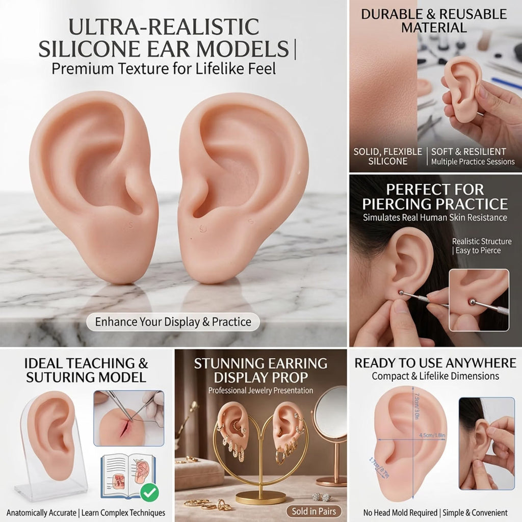 Silicone Ear Model – Flexible Realistic Training Ear for Piercing Practice