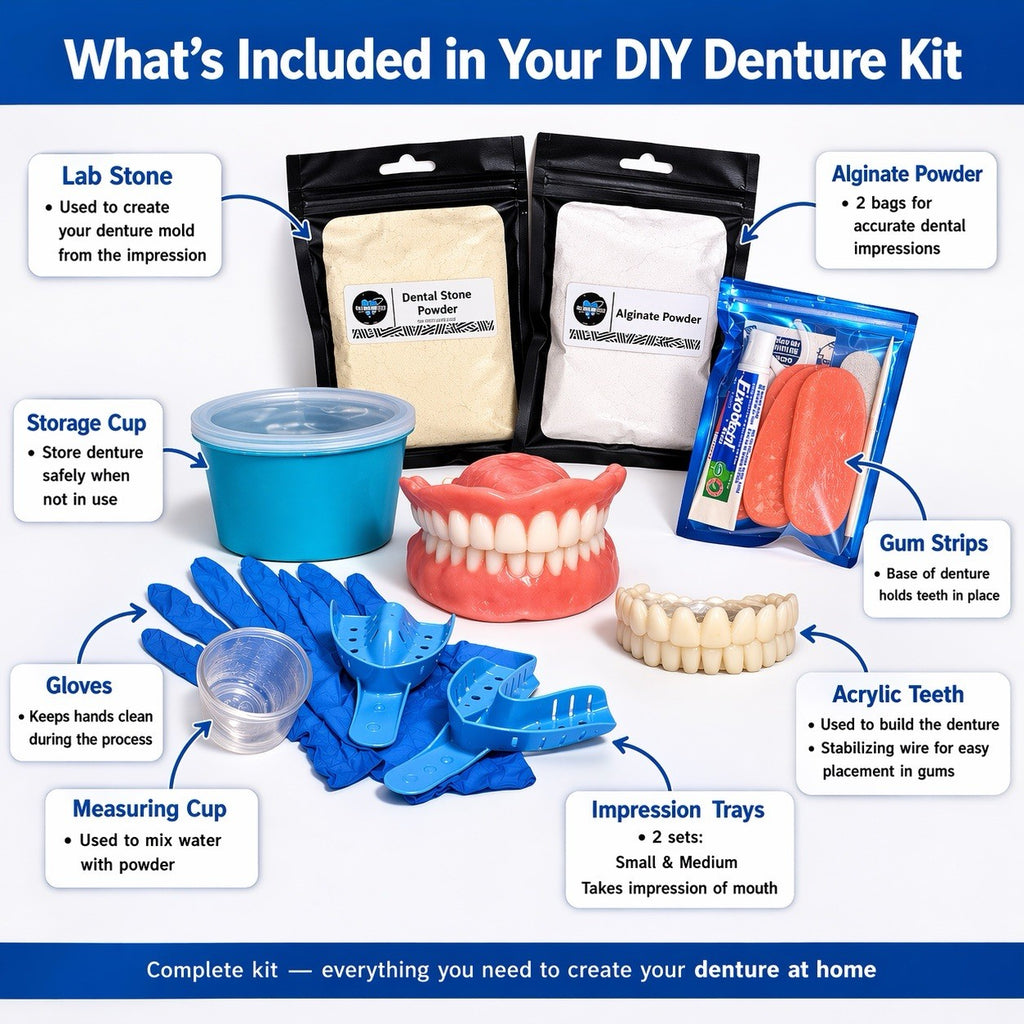 DIY Denture Kit with Alginate for Custom Upper and Lower Impressions