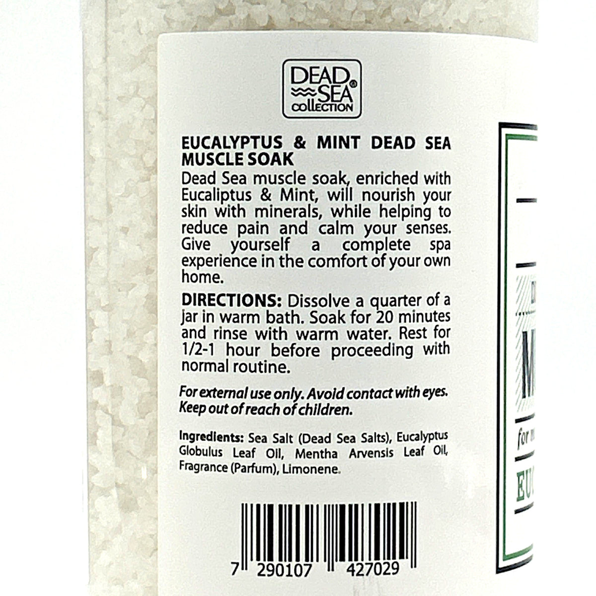 Dead Sea Minerals Eucalyptus Mint Bath Salts for Men - 37 oz Muscle Recovery & Relaxation