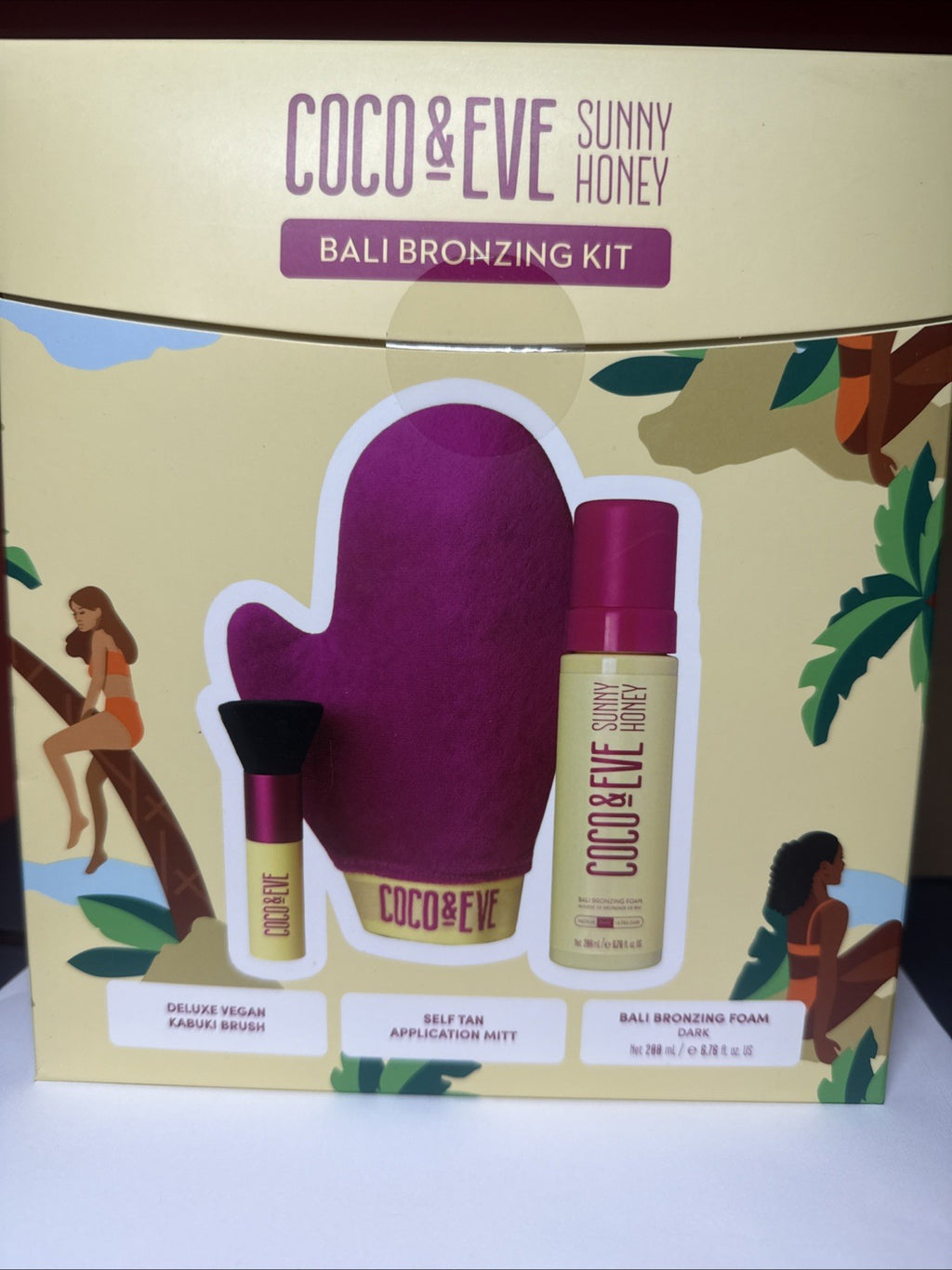 Self Tanning Kit with Dark Bronzing Foam Brush & Mitt - Vegan