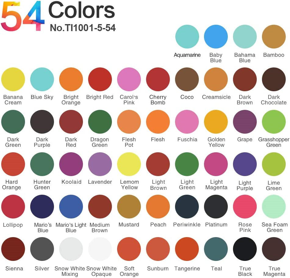 Solong Tattoo Ink Set 54 Colors 1/6 oz (5 ml) Pigment Kit