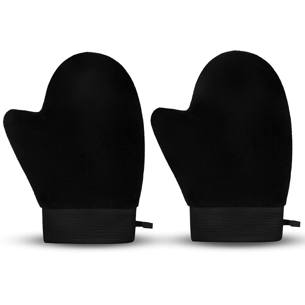 Self Tanning Mitt Set - 2 Soft Velvet Gloves with Elastic Cuffs for Even Tan