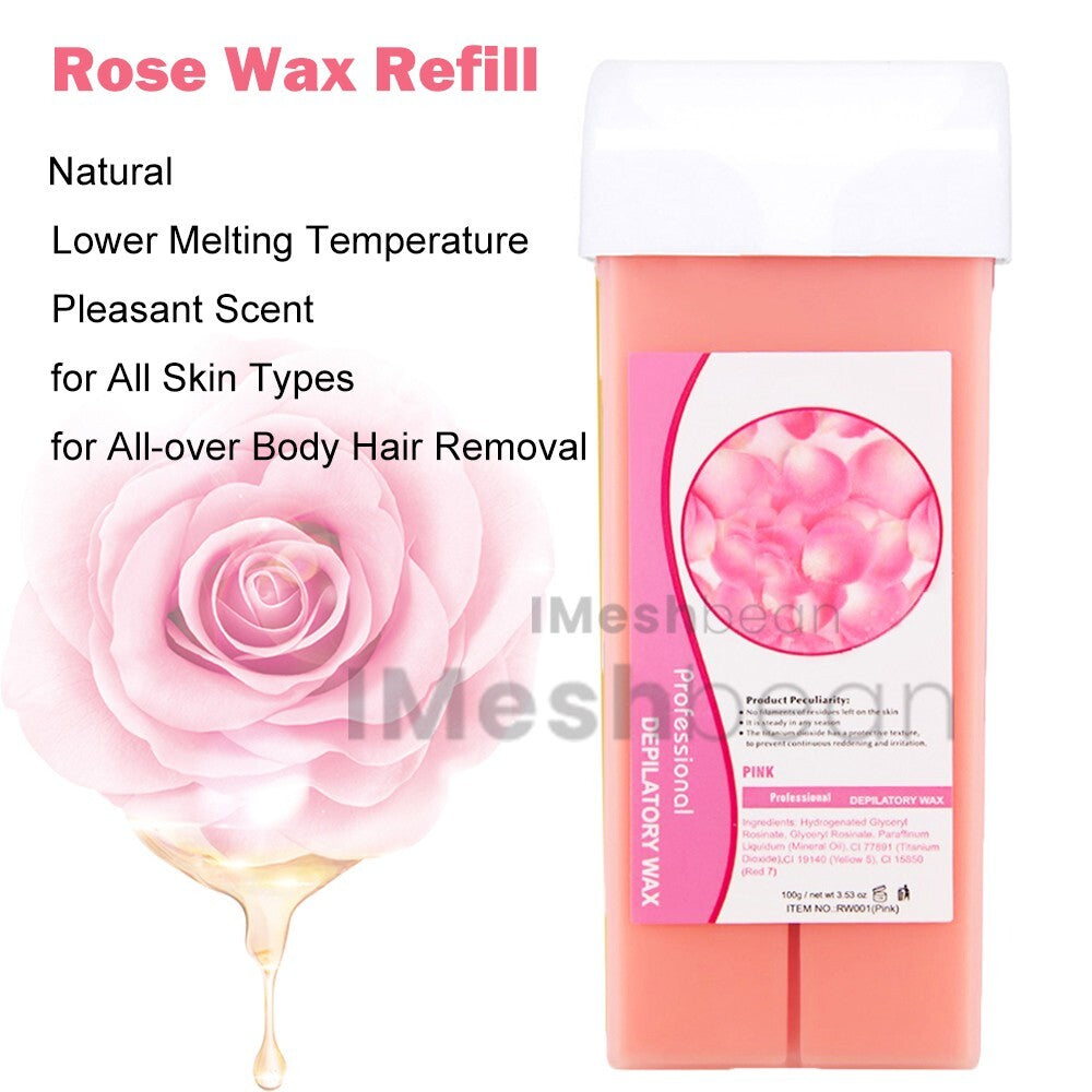 Waxing Kit with Roll-On Depilatory Wax Heater & Cartridges for Hair Removal
