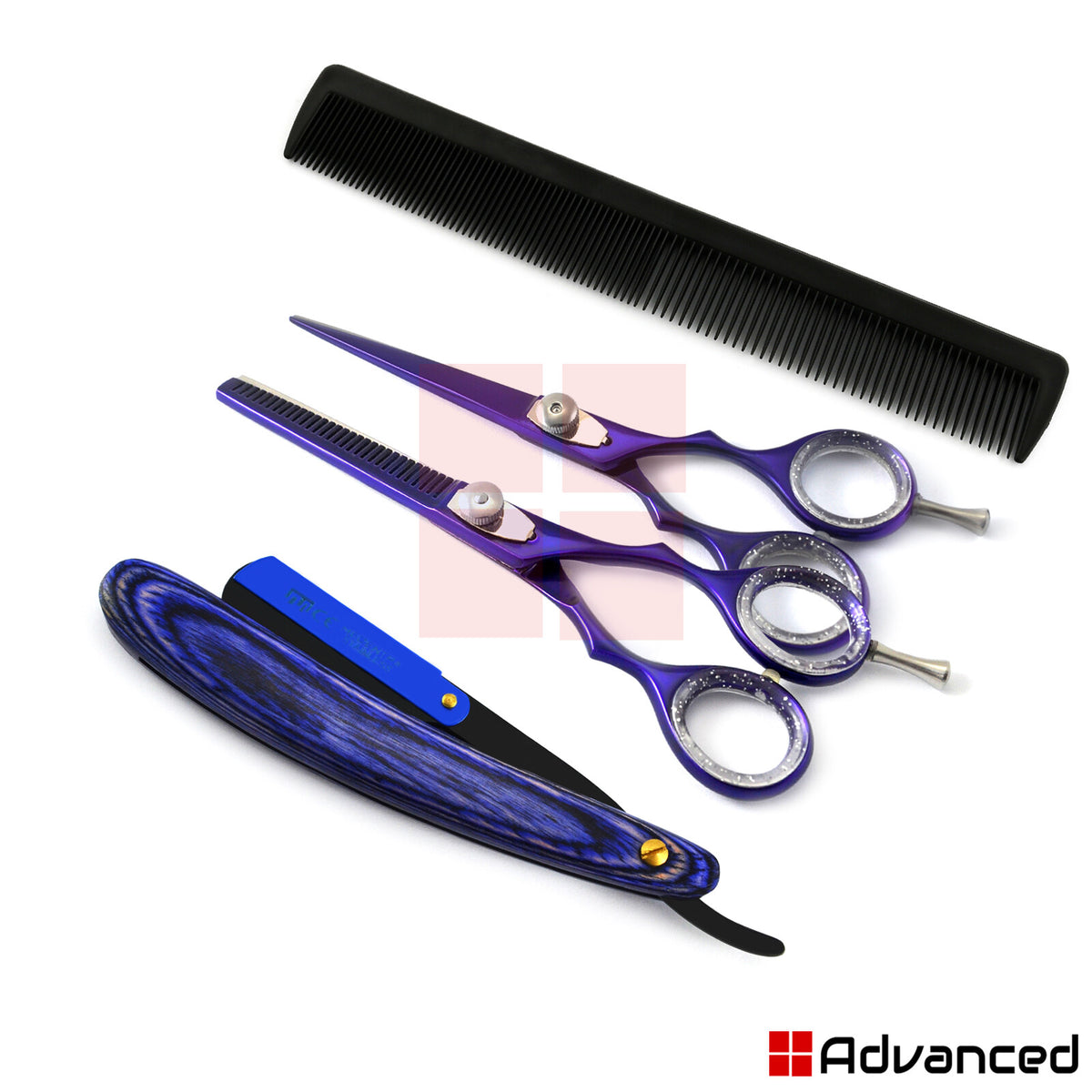Professional Hair Cutting Scissors Thinning Hairdressing Kit with Razor and Comb