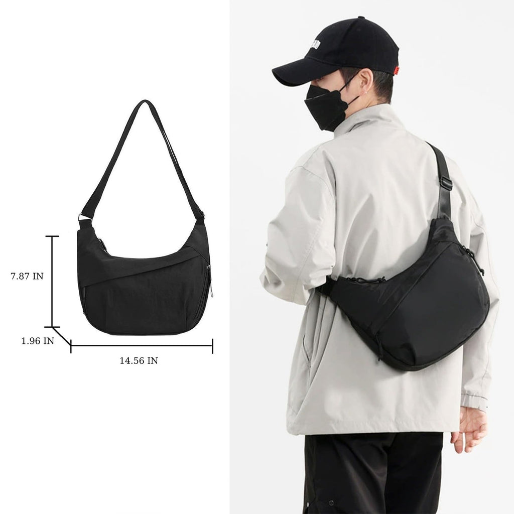 Nylon Crescent Crossbody Bag for Women Lightweight Casual Shoulder Purse