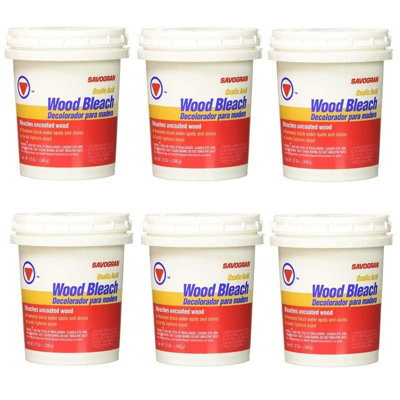 Wood Bleach Powder 12 oz - Unfinished & Stripped Wood Brightener, 6 Pack