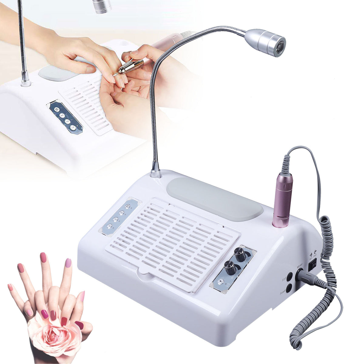 5-in-1 Nail Drill & UV LED Lamp Dryer Vacuum Cleaner for Manicure Pedicure