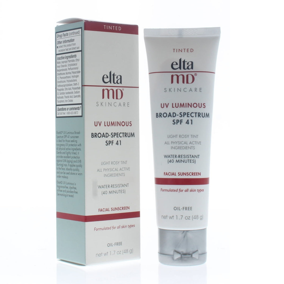EltaMD UV Luminous SPF 41 Tinted Facial Sunscreen Water Resistant 1.7oz