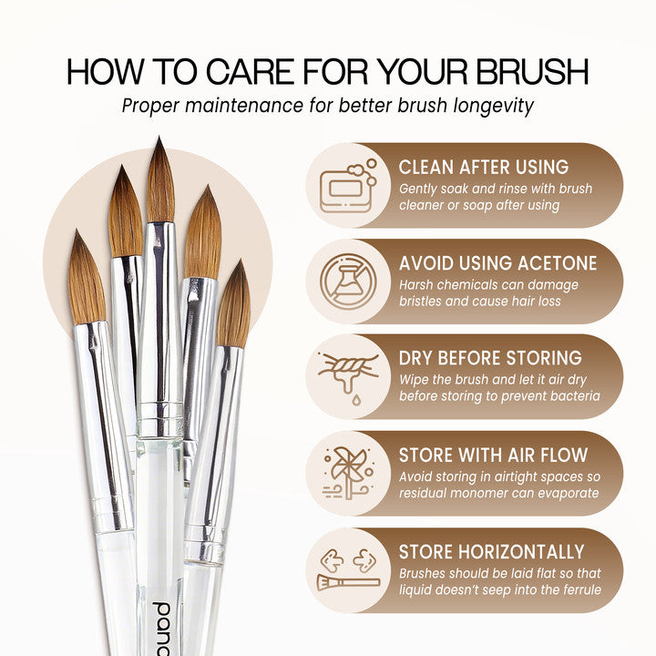 Professional Nail Art Brush - Kolinsky Hair Oval Acrylic Nail Brush Size 10