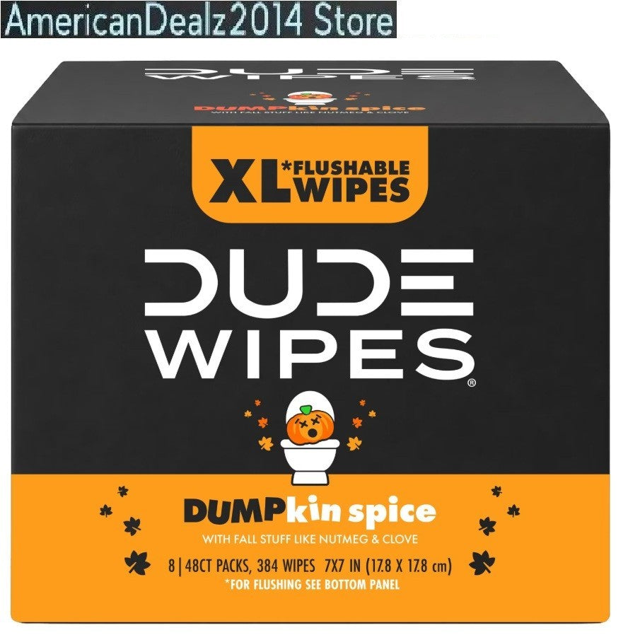 8 Pack of 48 Count Flushable XL Wipes with Pumpkin Spice Scent