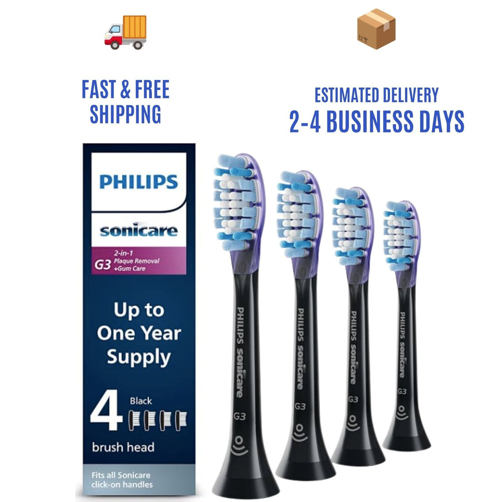 G3 Premium Gum Care Replacement Toothbrush Heads Black 4 Pack for Sonicare