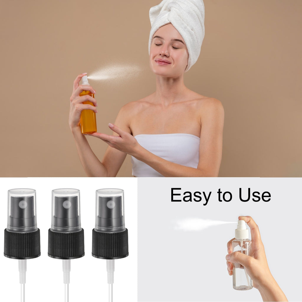 50Pcs Black Spray Tops for 20/410 Fine Mist Spray Bottles - Reusable Replacements