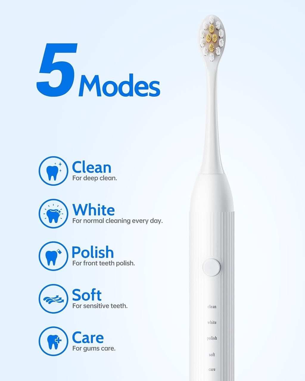 Electric Toothbrush Set with 12 Replacement Heads - Rechargeable, 6 Modes, Waterproof