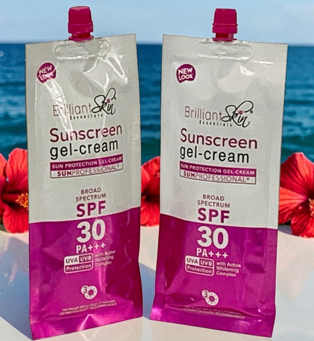 SPF30 Sunscreen Gel-Cream Set - Broad Spectrum Hydrating Face Sunblock, Sachet Pack of 2