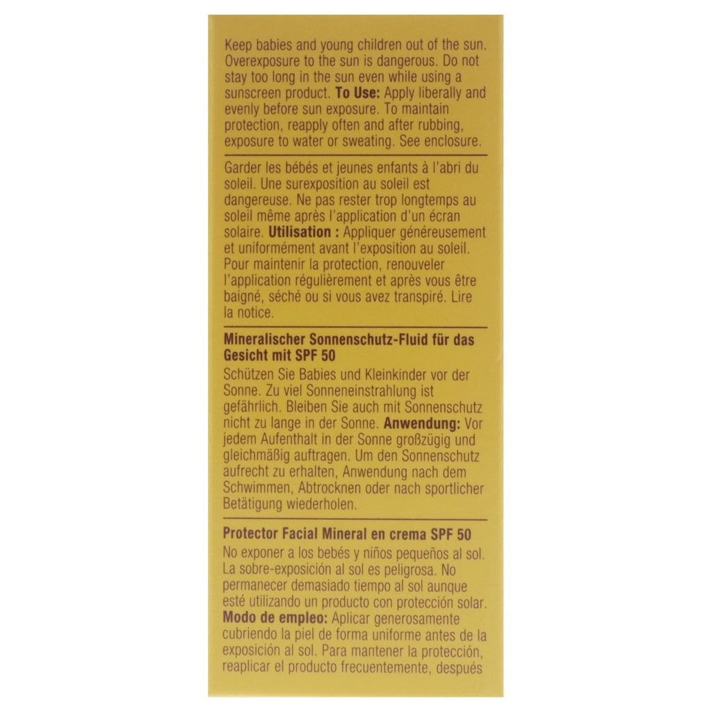 Mineral Sunscreen Fluid SPF 50 for Face - Lightweight, Oil-Free, Sensitive Skin Safe