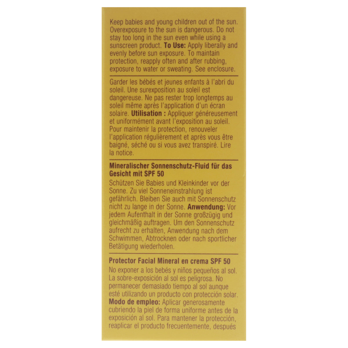 Mineral Sunscreen Fluid SPF 50 for Face - Lightweight, Oil-Free, Sensitive Skin Safe