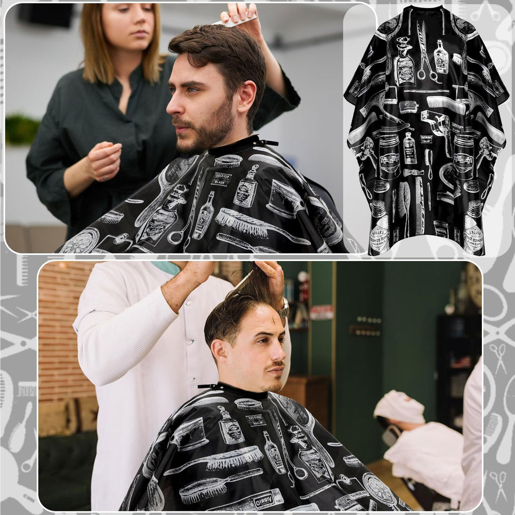 Professional Hair Cutting Cape with Adjustable Neck & Dust Brush for Salons