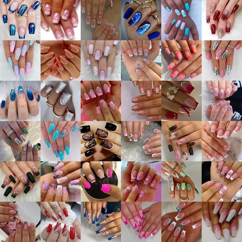 360PCS Press-On Nails Set Short Almond Square Tips Easy-Apply & Reusable