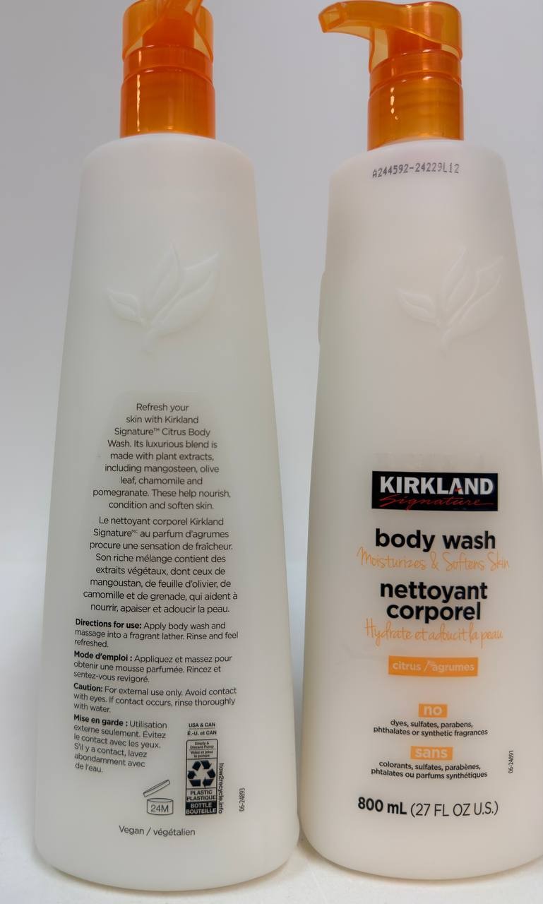 Natural Citrus Body Wash 2-Pack - Plant Extracts, No Dyes or Parabens