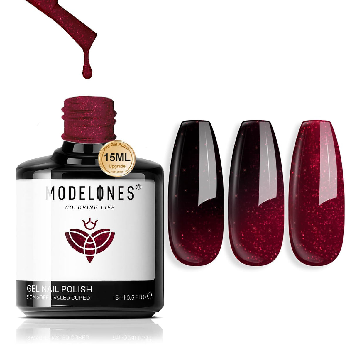 Color Changing Gel Nail Polish Burgundy Wine Shade - Long-lasting, High-gloss
