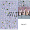 Floral Nail Stickers Set - 5D Red Pink Camellia Butterfly & Daisy Decals