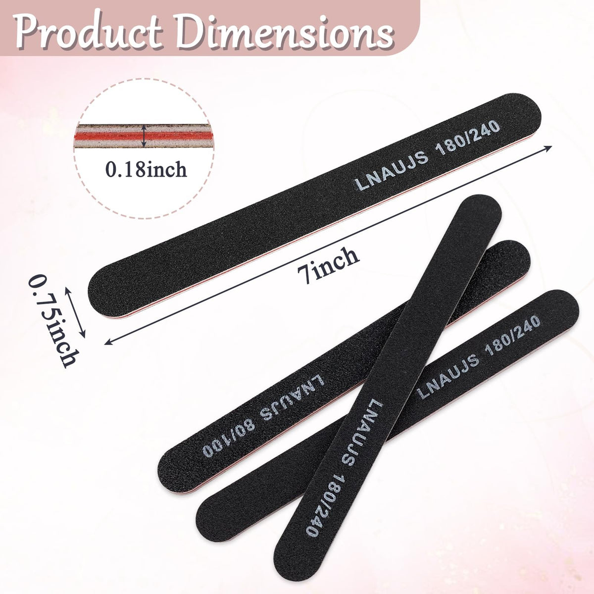 10 Pack Nail Files with 80/100 and 180/240 Grit - Reusable Black Nail Buffers for Natural & Artificial Nails