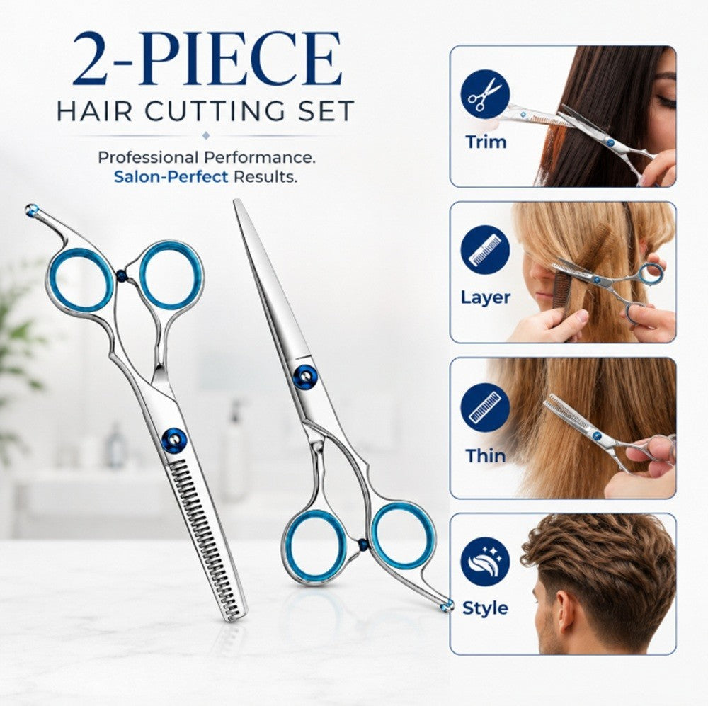 Hair Cutting & Thinning Shears Set for Barber and Salon Use - Professional Hairdressing Kit