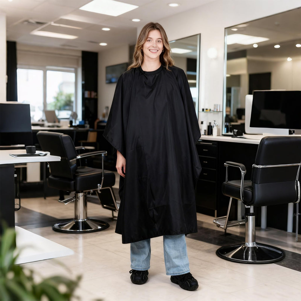 Large Waterproof Hair Salon Cape with Metal Snap Closure - 6 Pack