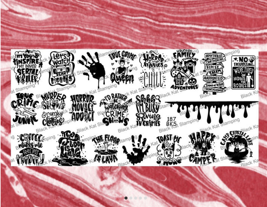 Black Kat Stamping Nail Plate BKS187 True Crime Designs for Nail Art