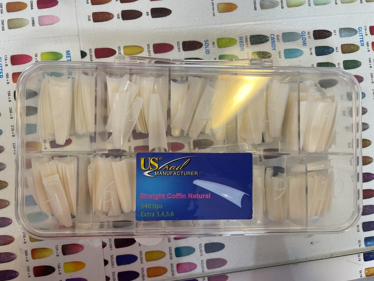 Straight Coffin Nail Tips - 540 Fake Nails for Manicure & Nail Art
