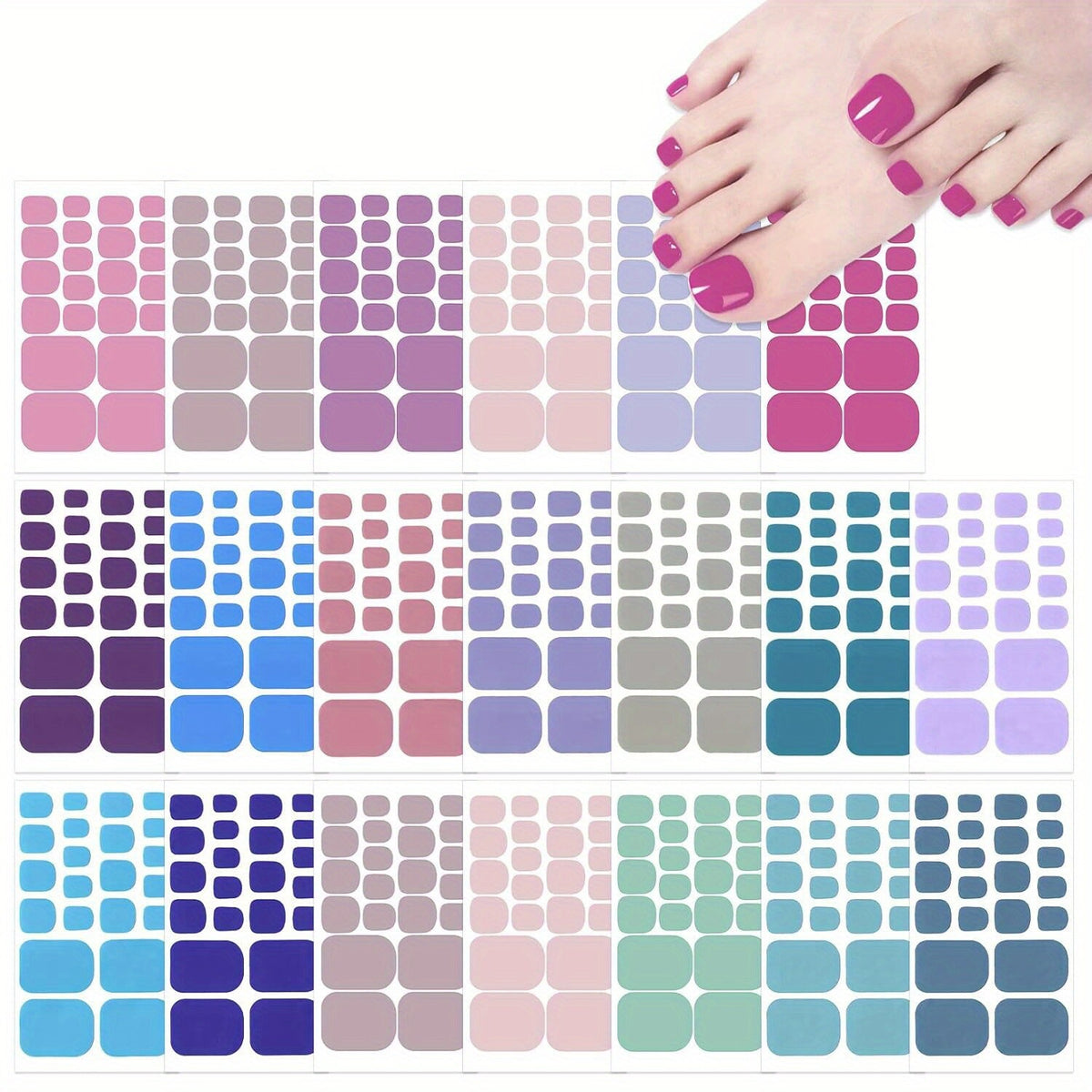 Solid Color Nail Polish Stickers & Toenail Stickers Set for Women