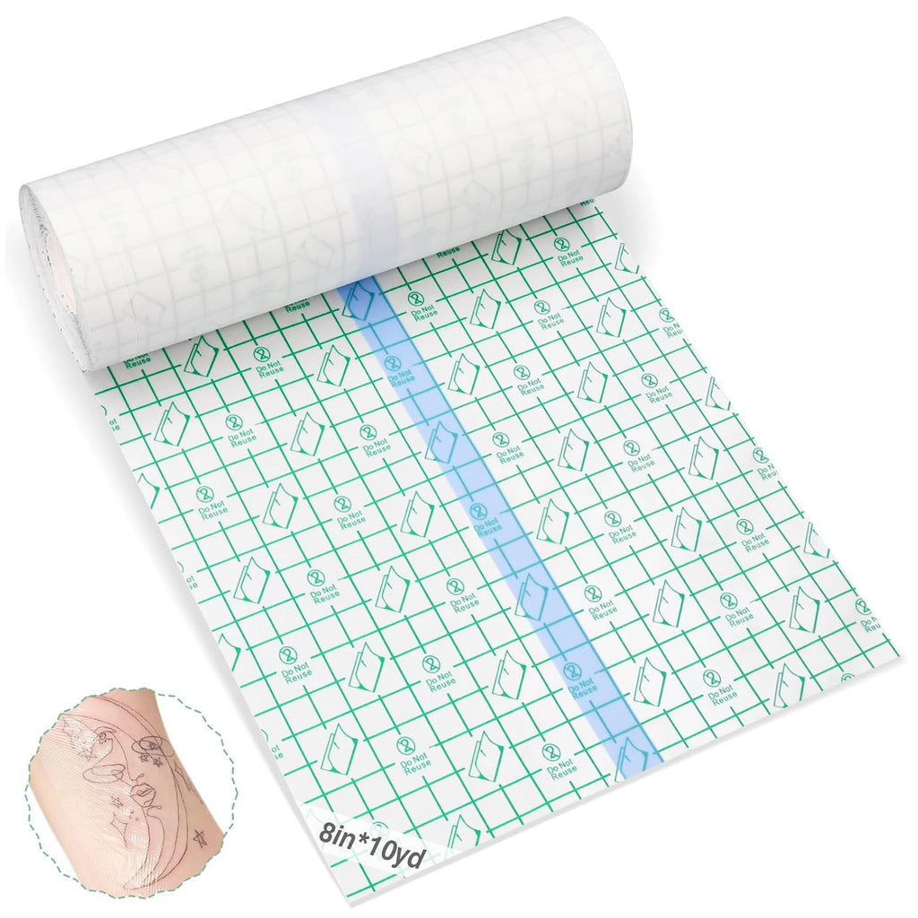 Tattoo Aftercare Bandage Roll 8" x 10 Yd Waterproof, Latex Free Skin Film