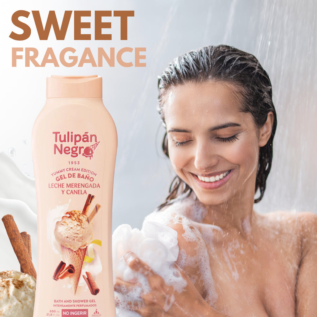 Milk & Cinnamon Shower Gel - Tulipan Negro Meringue 21.9 fl oz, Gentle Body Wash