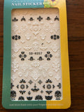 Black White Flower Nail Art Stickers - 5D Embossed Decor for Nails, Wedding & DIY